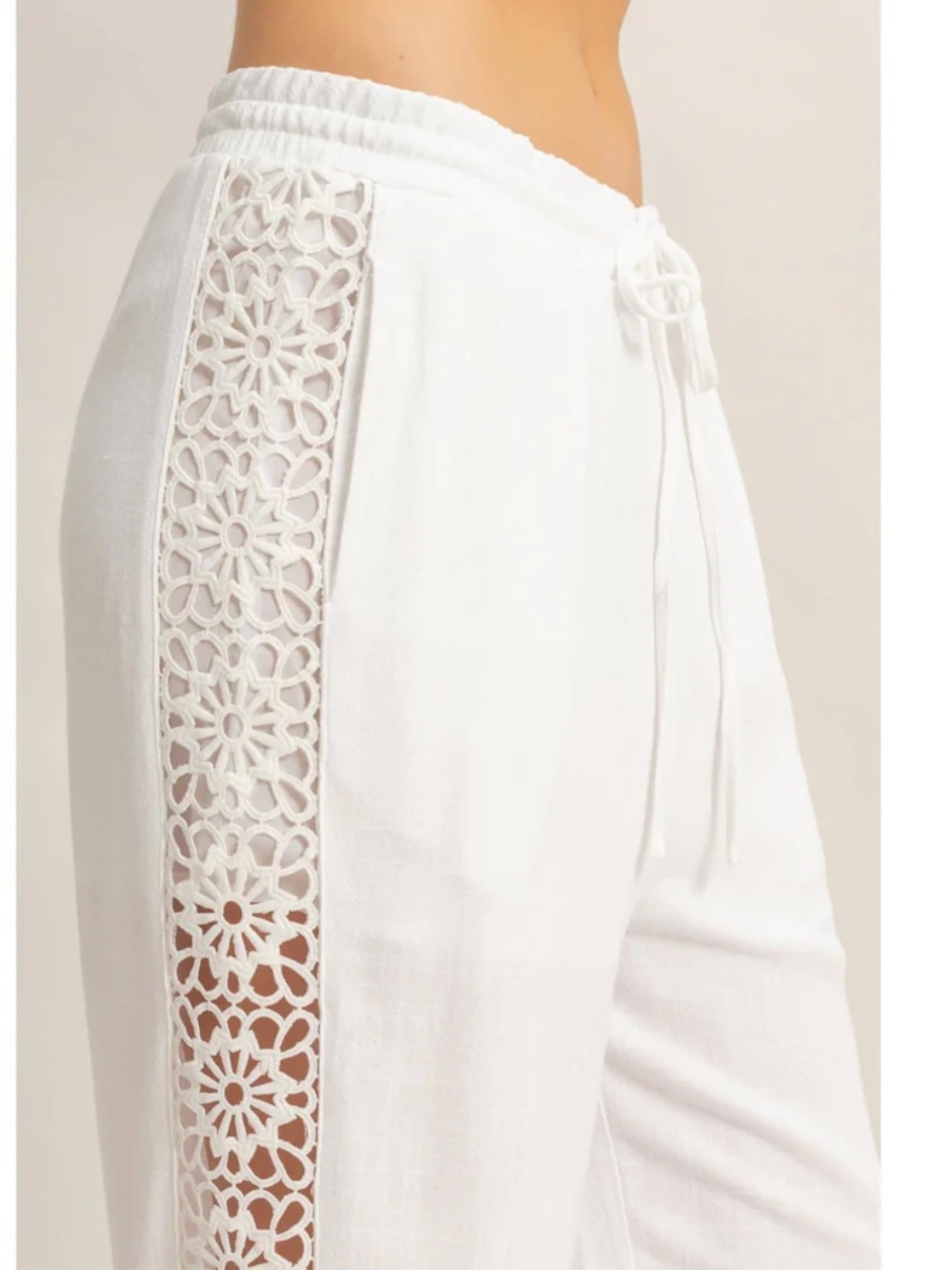 MAIN STRIP Boho Lace panel detail Wide Leg Pants Size Large New with tag